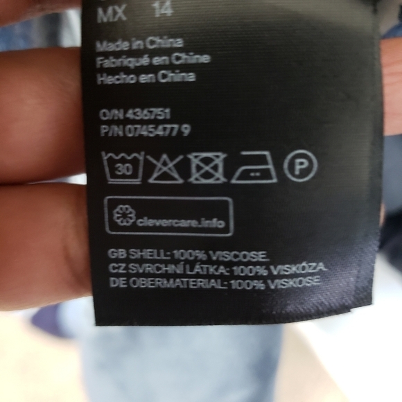 H&M Paisley Print Shift Dress Viscose Boho Lightweight Blue Sz 14 - Picture 9 of 9